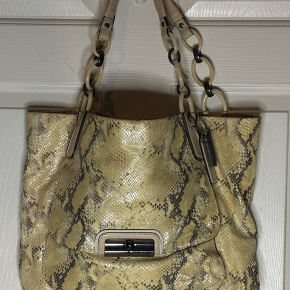 Coach Vintage “Kristen” Python Embossed Leather Tote Bag 16797 Pre-Owned - Picture 1 of 12